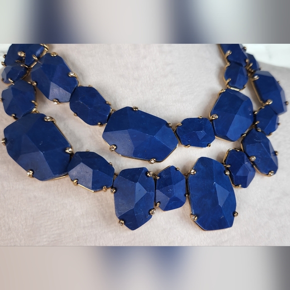 Kate Spade Blue Lapis Quarry Gems Double Drop Statement Necklace - Picture 5 of 6